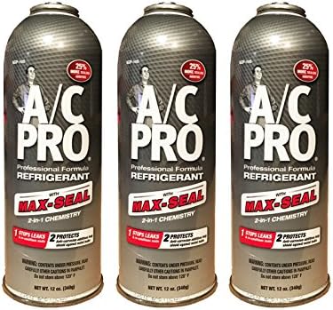 A/C PRO (ACP-105) PRO Professional Formula R-134a Ultra Synthetic Air Conditioning Refrigerant with Advanced Leak Sealer - 12 oz. - 3 cans