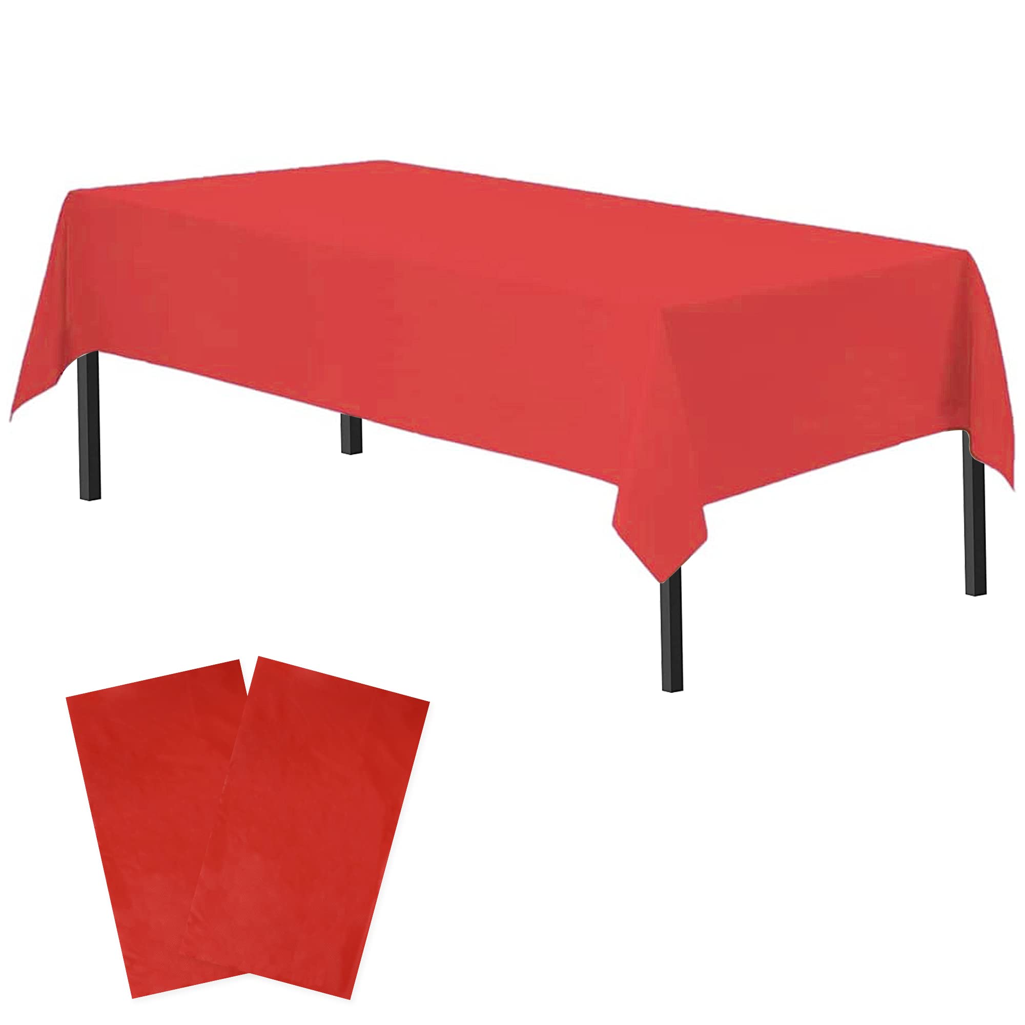 Time to Sparkle 2 Pack Plastic Tablecloths 54" x 108" Plastic Dining Table Cloth Premium Rectangle Table Cover for Parties Wedding Banquet etc Indoor Or Outdoor(Red) — image 1