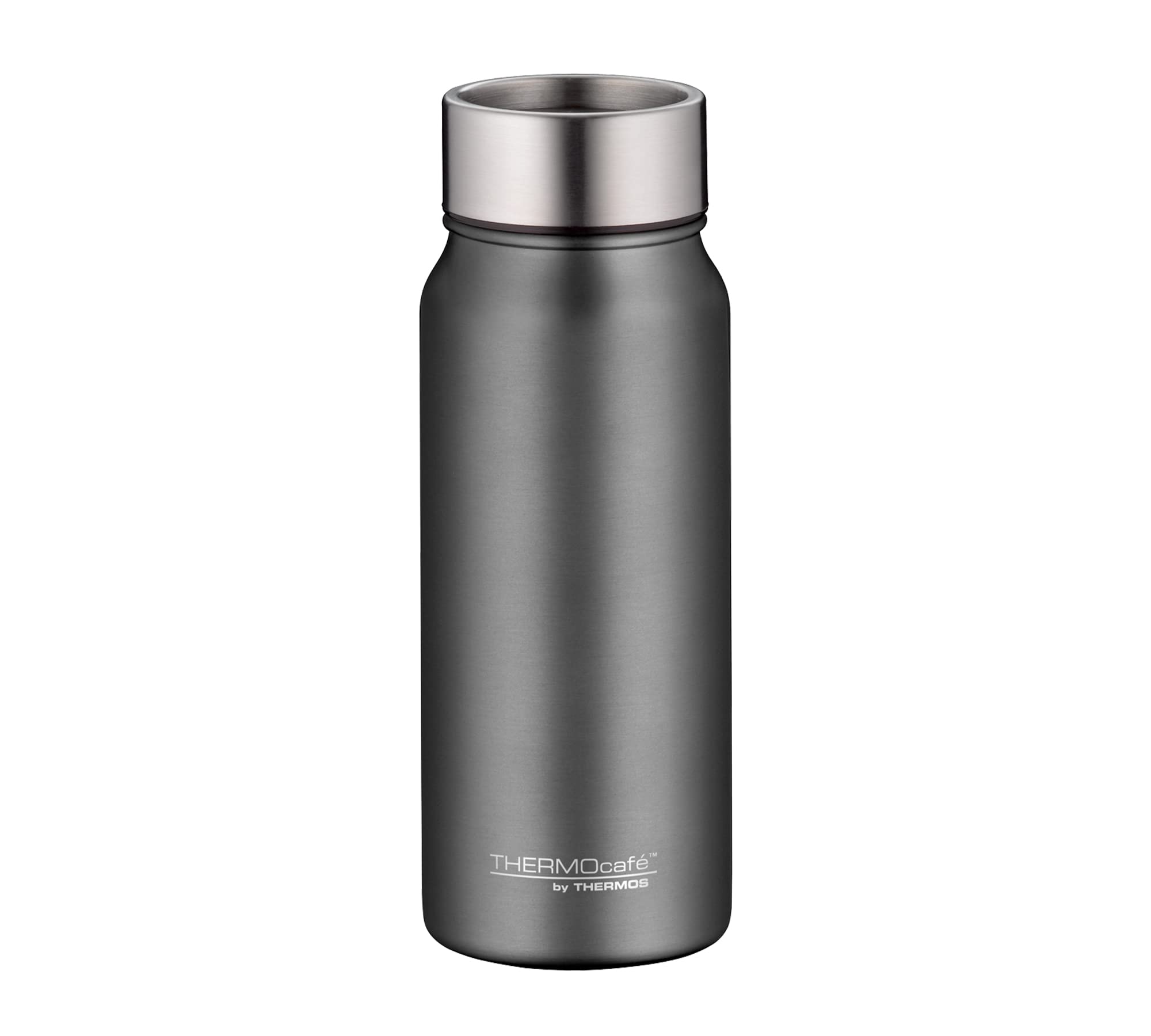 ThermoCafé by THERMOS TC Stainless Steel Thermal Mug, Stone Grey, 500 ml, Keeps Hot for 9 Hours, Coffee to Go, Leak-Proof, Dishwasher Safe, Detachable Closure