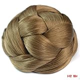 Synthetic Hair (18#) Dark Blonde Chignon Braided Hair Bun Extension Clip in Hair Bun Wedding Hair Piece Bun