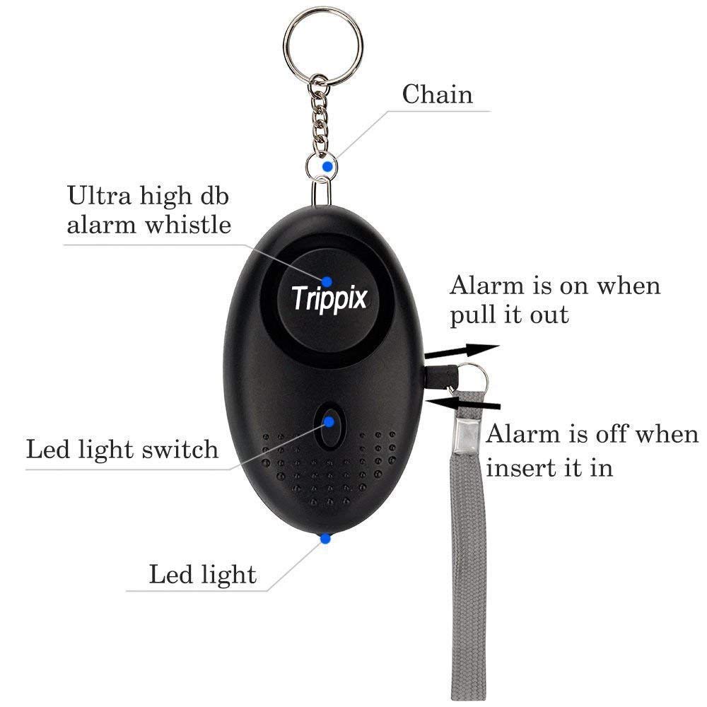 Safesound Personal Alarm Keychain, 3 Pack Trippix 130dB Siren Song