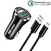 Fast USB Type C Car Charger for Samsung Galaxy S8 S9 S9+ Plus Active,Note 8,LG G7/G6/G5/V20/V30,HTC 10/U11/Bolt/U Ultra,Quick Charge 3.0 and 2.4A Adapter with Nylon Braided USB C to A Charging Cable