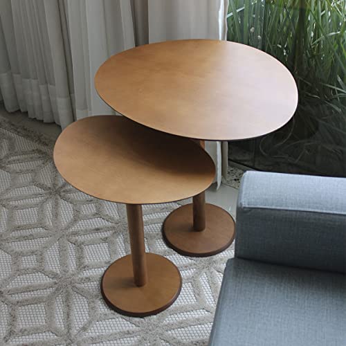 Mesa Lateral Monopé Laminada Design Orgânico 35x50cm (Mel)