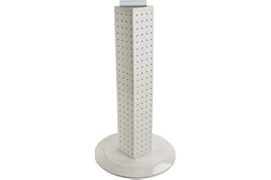 AZAR DISPLAYS Azar 700222-WHT Pegboard 4-Sided Revolving Counter Display, White Solid Color