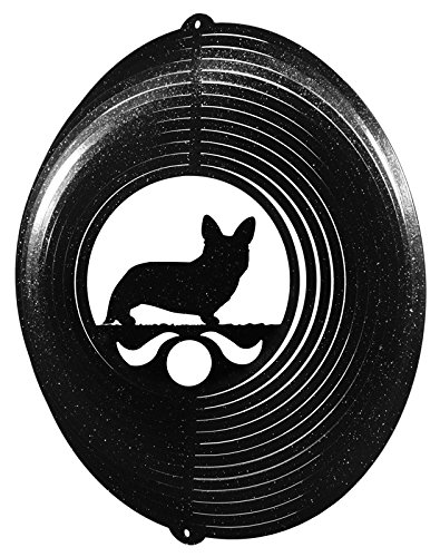 WELSH CORGI CARDIGAN Circle Swirly Metal Wind Spinner