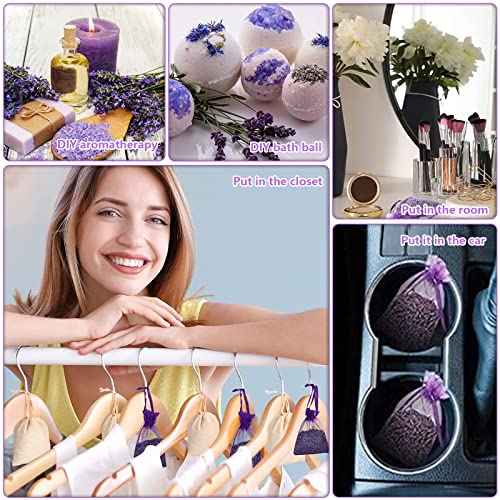 Lavender Sachets, 12 Packs Dried Lavendar Flower Sachets, Sachets Dried Lavender Lasting Dry Flowers Sachets Bulk Natural Air Freshener Fragrance Products for Drawers, Closets, Dressers, Car, Home