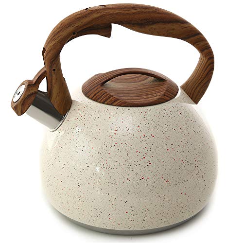 Tea Kettle, 2.7 Quart BELANKO Teapot for Stovetops Wood Pattern Handle