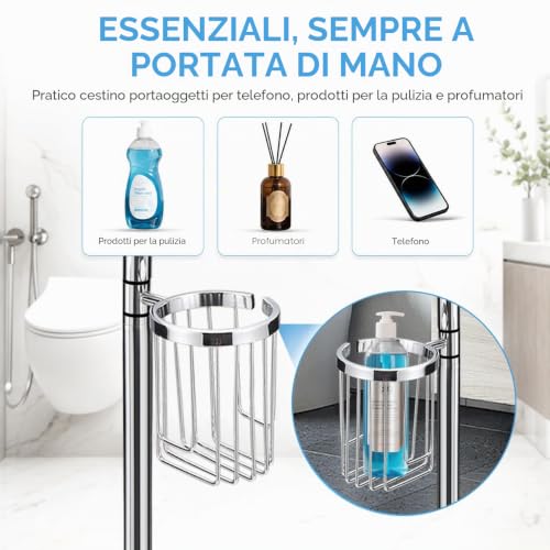 DAZI Stainless Steel Self Standing Toilet Brush with 2 Toilet Brush for Deep Cleaning of the Sink