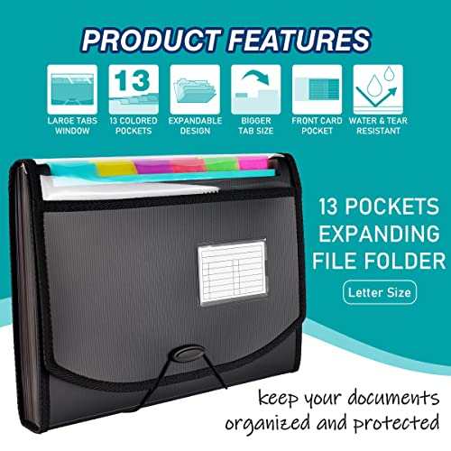 H4D Accordian File Accordion Folders 13 Pockets, Expanding Paper Filing