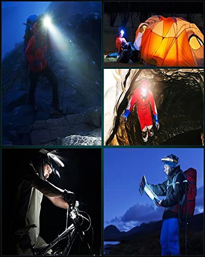 Lampe Frontale LED Rechargeable, Leytn COB Lampe Frontale Running Etanches 350 Lumens, Lampe Torche Frontale Puissante de 5 Mode d\'éclairage pour Randonnée Cyclisme, Camping, Enfant Lecture (Noir)