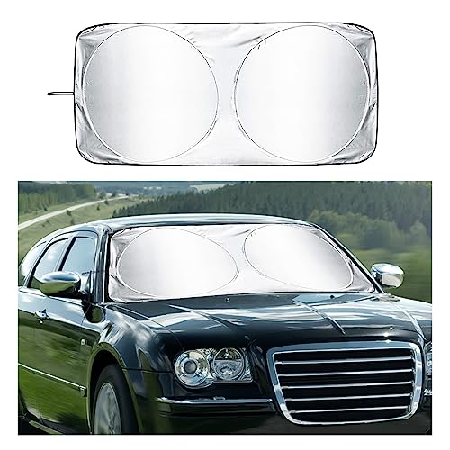 Kewucn Car Windshield Sun Shade with Storage Pouch, Foldable Reflector Automotive Front Window Sunshade Cover, UV Rays and Sun Heat Protection, Suitable for Most Car, Truck, SUV (M-59''×27.56'') at Amazon