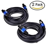 2Pcs Professional 12 Gauge Wire Speaker Cables 50 Feet DJ/Pro Audio Amplifier Cord Speakon to 1/4''7mm Dark Blue