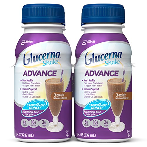 Glucerna Advance Nutrition Shake, To Help Manage Blood Sugar, Chocolate, 8 fl oz, Pack of 16