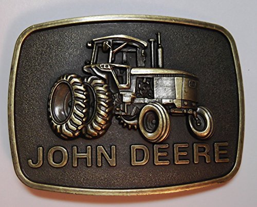 John Deere Tractor Logo Metal w/ Antique Bronze Finish Belt Buckle
