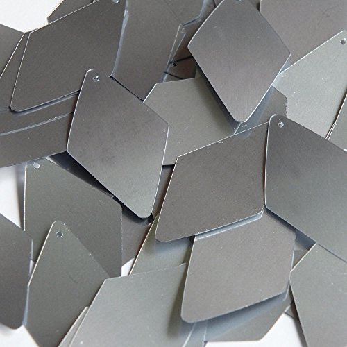 Sequin Steel Silver Gray Long Diamond 1.75 inch Metallic Couture Loose Paillettes. Made in USA.