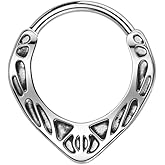 Pierced Owl 16GA 316L Stainless Steel Pointed Tribal Design Hinged Segment Clicker Ring