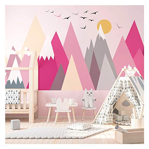 Ambiance Stickers Scandinavian Martika Mountains Wall Decals, DIY Home Decor, Peel and Stick Removable Stickers, Waterproof and Self Adhesive Wall Art - H60 x L115 CM