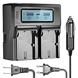 Neewer Dual LCD Battery Charger for Canon LP-E6 Batteries Compatible with Canon 7D 6D 5D II III 5Ds R 70D 60D 6D a 80D(US Plug + EU Plug + Car Charger Adapter)