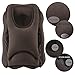 HOMCA Travel Pillow, Portable Head Neck Rest Inflatable Pillow, Design for Airplanes, Cars, Buses, Trains, Office Napping, Camping - Includes Free Eye Mask (Brown)