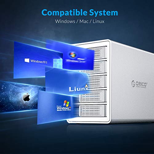 ORICO 5 Bay Hard Drive Enclosure Aluminum Alloy Type C USB3.1 Gen2