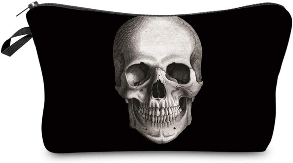 LOOMILOO Small Makeup Bag Black Skull Cosmetic Bags for Women Good Idea for Gift (hzb-42)