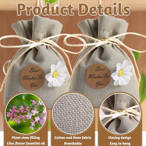 PERCEA Lavender Sachets, 10 Packs Natural Dried Lavender Bags, Home Fragrance Sachet for Drawers, Closets, Dressers, Car, Home