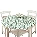 Collections Etc. Patterned Fitted Table Cover with Soft Flannel Backing and Durable Wipe-Clean Vinyl Construction, Ivy, Round