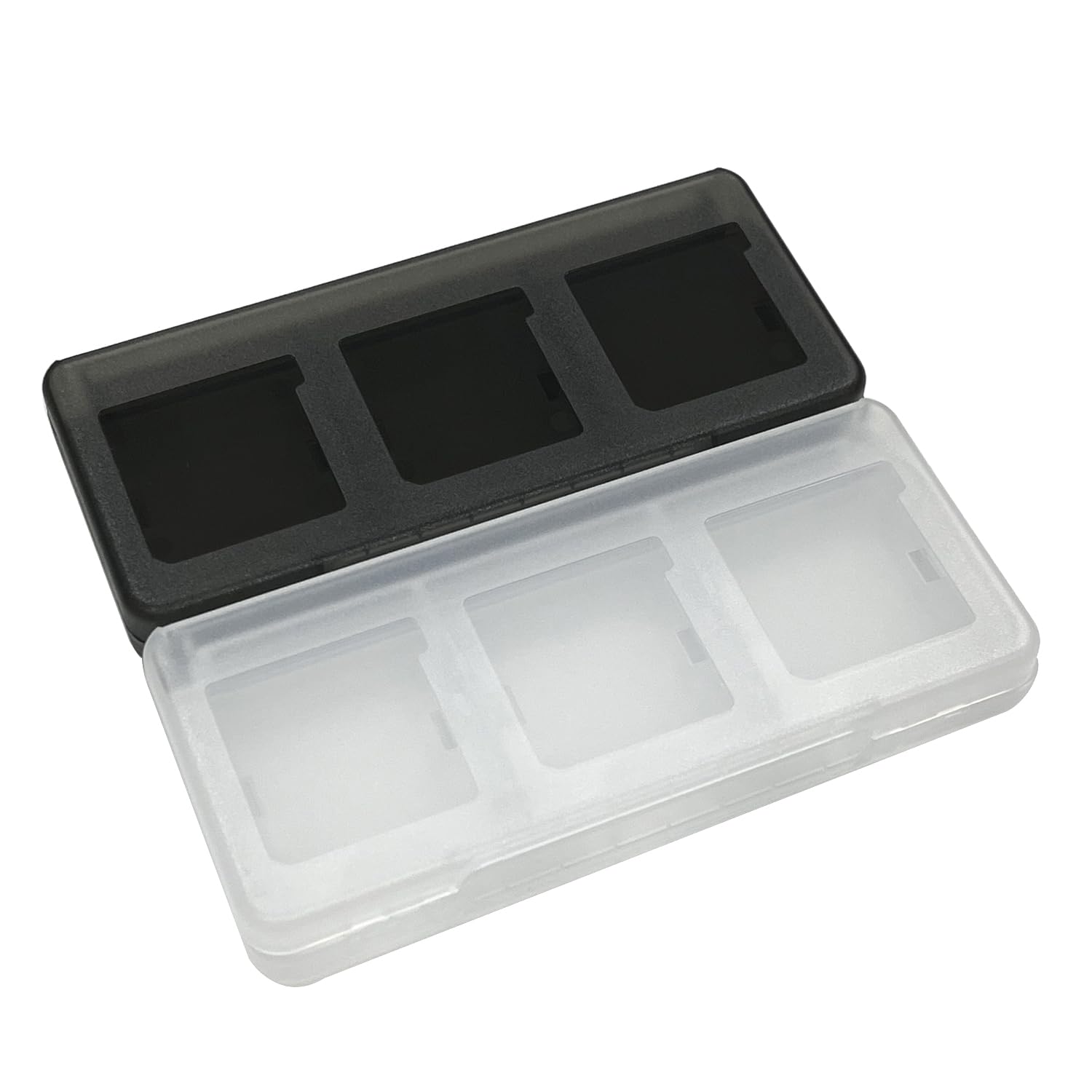 Haobase 2Pcs 6-in-1 Clear & Black Game Card Case