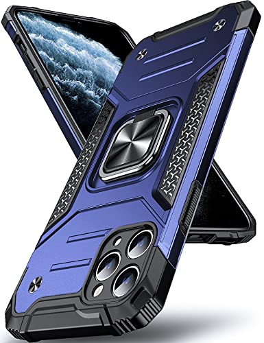 DASFOND Designed for iPhone 11 Pro Case with Stand, Enhanced 360° Rotatable Metal Ring Kickstand Military Grade Impact Resistant Shockproof Protective Phone Case Cover for iPhone 11 Pro, Blue