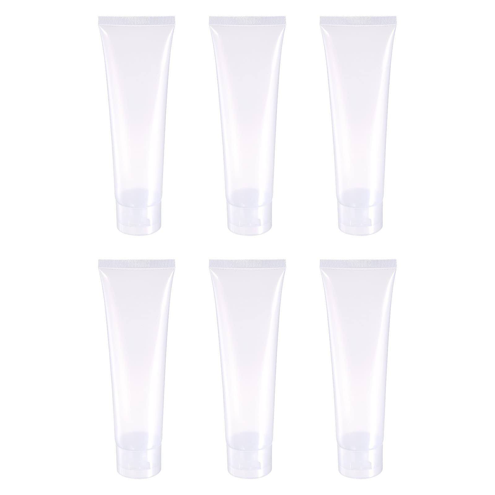 PATIKIL 100ml Squeeze Tube, 6 Pack Empty Cosmetic Tubes Plastic with Flip Lid for Travel Household, Clear