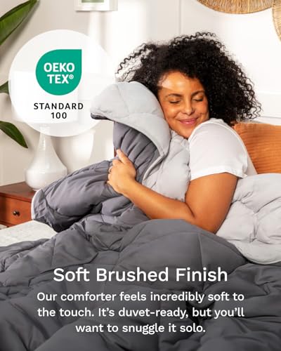 ViscoSoft Twin/Twin XL Comforter - Cloud-Soft Down Alternative Duvet Insert, All Season Cooling Lightweight Reversible Quilted Blanket for Dorm & Guest Bed, Oeko-TEX Certified, Light/Dark Gray