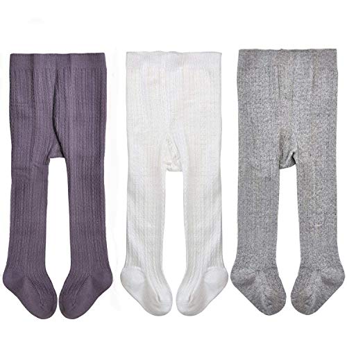 Baby Girls Tights Toddler Boys Tights Leggings Pantyhose Stockings for Infant (white,grey,purple Pack of 3) - Thumbnail 6
