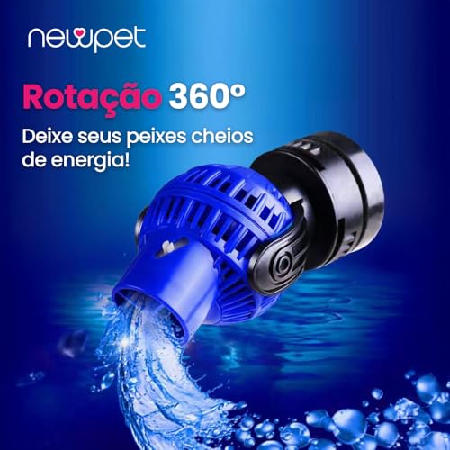 Bomba Dupla de Circulação para Aquário Cabeça de Potência com Montagem Magnética Suction 8000L/H para Aquário de água Doce e Salgada, Ajustável a 360
