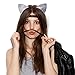 Mudder Glitter Cat Ears Headbands Cats Ear Hair Hoops Clasps for Party and Daily Wearing, Black and Silver, 2 Pieces