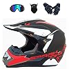 XUEER Downhill Motorcrosshelmen, motorhelm voor jongeren, volwassenen, mountainbike, crossfiets, BMX, MTB, set met bril…
