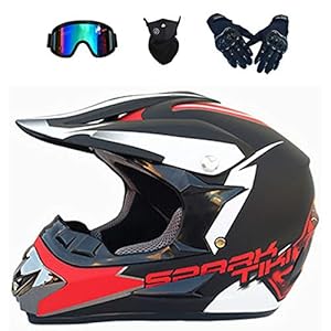 XUEER Downhill Motorcrosshelmen, motorhelm voor jongeren, volwassenen, mountainbike, crossfiets, BMX, MTB, set met bril…
