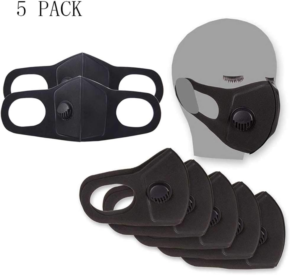 HANCYLILY Dust Mask 5 PCS Reusable Adult Dust Mask Exhalation Valve Face Mask Polyurethane Material Environmental Protection Mask For Adult and Children Can be Washed