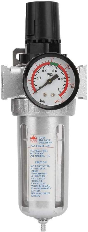 TOPINCN Bsp 1/2In Air Filter Regulator Air Compressor Moisture Water Trap Air Tool Parts for Bracket Gauge Auto Drain with Mount Connection