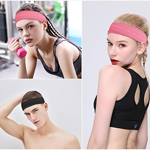 Workout Headbands for Women, XiXov 3 Pack Stay Put Sweatbands for Women, Head Bands Women Hair, Non-Slip Elastic Sweat Band Head Bands for Sports, Yoga, Fitness, Athletic, Bike (Black + Pink + Purple)