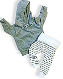 Newborn Baby Boys Girls Grey Hoodie Sweatshirt Top + Striped Pants Outfits Set TODDLING Around Clothes