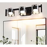 MantoLite Bathroom Light Fixture, Modern 3-Light Vanity Lights with Glass Shades, 3 Color Temperatures LED Bathroom Lighting 