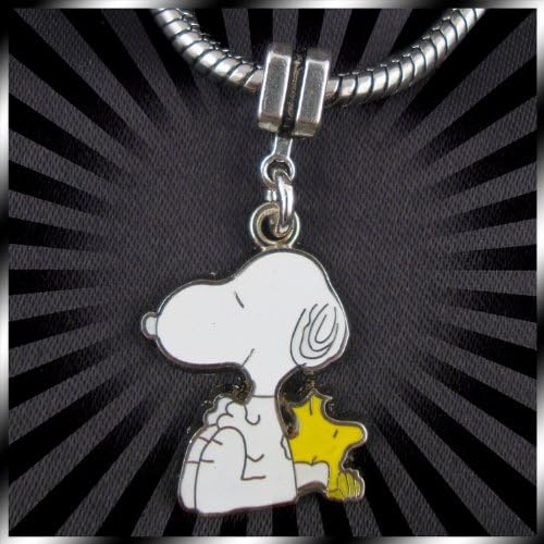 SNOOPY & WOODSTOCK Dangle Charm fits Pandora and other European Charm