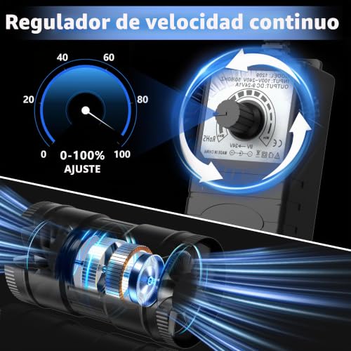 Brogachy 150 mm Extraction Fan 587m³/h Exhaust Fan with Regulator, Duct Fan with Plug, for Greenhouse, Basement, Garage, Kitchen.
