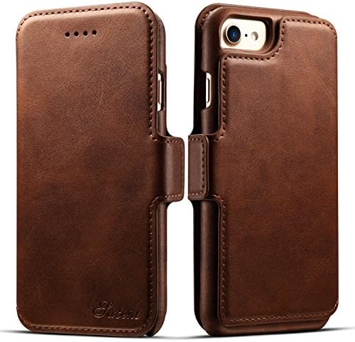 Wallet Phone Case Flip Protective Card Holder Cover Kickstand Folio Cover for iphone8 case brown