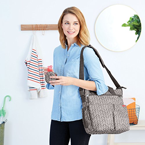 Skip Hop Grab & Go Pacifier Pocket, Grey Feather