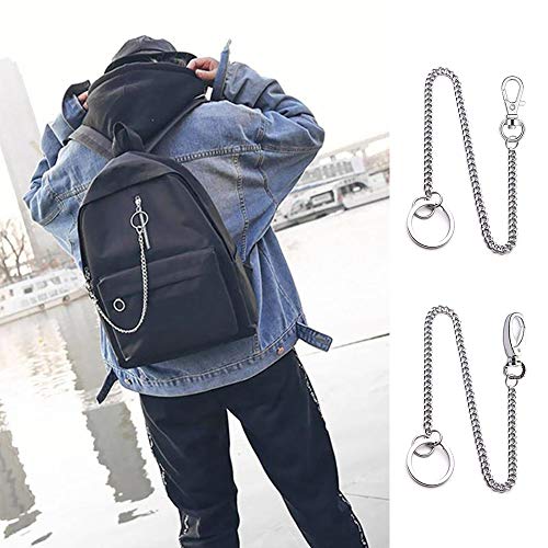 Huture Wallet Chain Anti Lost Key Chain Metal Pants Chain Purse Chain Pocket Chain Punk Keychain with Mini Hook Clasps Keyring Accessories for Men and Women's Jeans Belt Handbag, Silver 15 Inches - Thumbnail 3