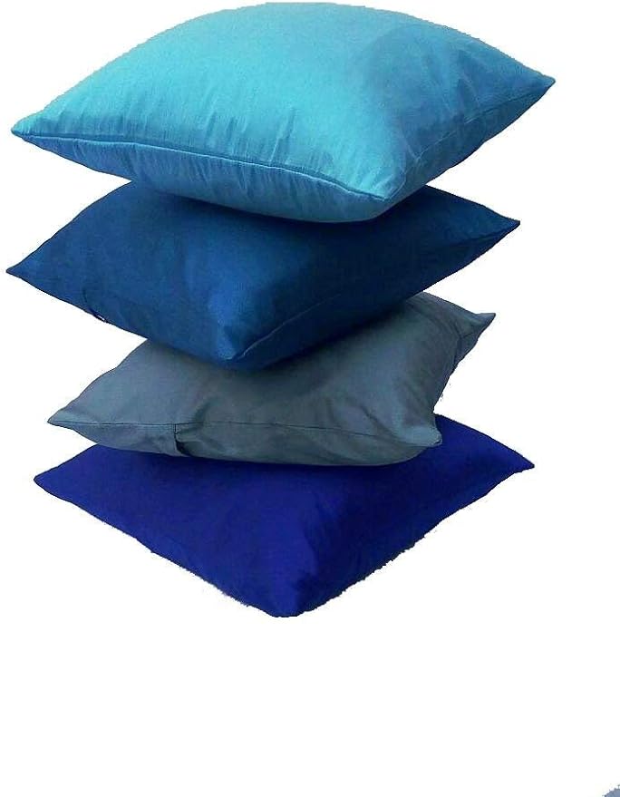 Buy Royal DecoFurnishing Go Blue Art Silk Solid Cushion Covers (Blue, 16x16 Inches, 40x40Cms