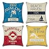 Vintage Series Throw Pillow Case U-Love Beach Cushion Cover for 18 X 18 Inch Nautical Pillow Inserts,4 Pack Coastal…