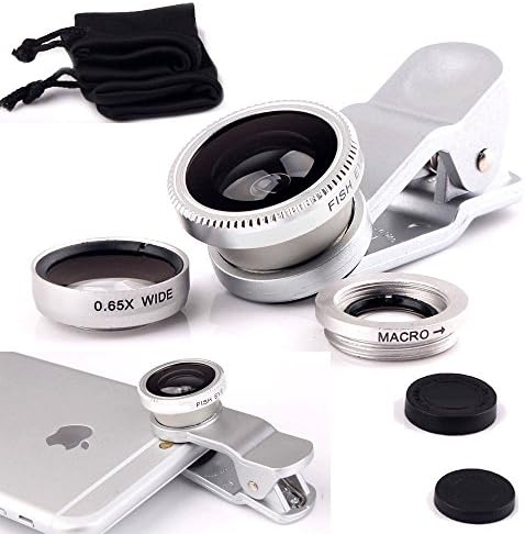 Wileyfox Spark X (Silver) Universal Clip on 3 in 1 Fisheye Lens Phone Camera Kit 180 Degree includes Macro Lens &amp; Wide Angle Lens For Both Android and iOS Devices