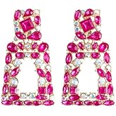 Bar Dangle Earrings Retro Geometric Crystal Rhinestone Sparkly Rectangle Drop Earrings for Women Fashion Jewelry